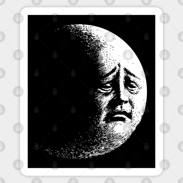 Funny Sad Crying Moon in Space T-Shirt Sticker by TuncGK